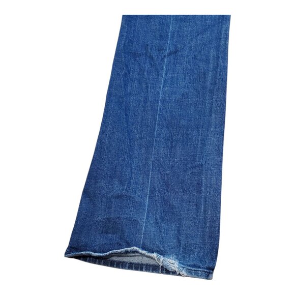 7 FOR ALL MANKIND SZ 32 "A" Pocket Low-rise Bootcut Distressed Blue Jeans - Picture 6 of 15